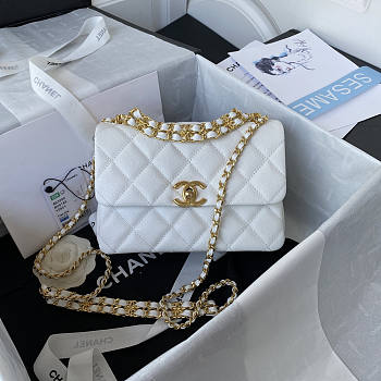 Chanel 22K Coco First Flap Bag Cavier White 20cm