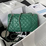 Chanel Flap Bag Medium Green Silver Lambskin 25cm - 4