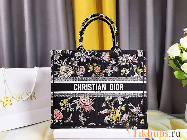 Dior Large Book Tote Black Jardin Botanique 42 x 35 x 18.5 cm - 1