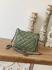 Chanel Mini Flap Bag Green Lambskin 17cm - 5