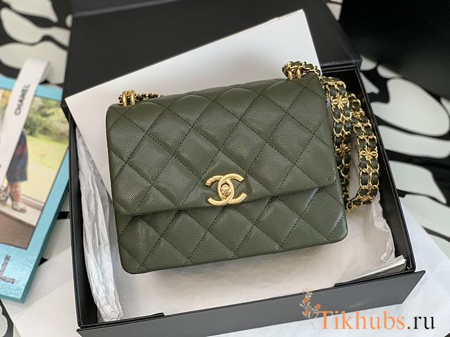 Chanel 22K Coco First Flap Bag Cavier Green 20cm - 1