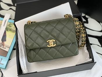 Chanel 22K Coco First Flap Bag Cavier Green 20cm