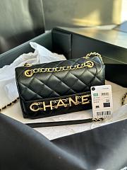 Chanel Front Logo Flap Bag Black 15x21x8cm - 2