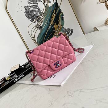 Chanel Flap Bag Pink and Yellow Lambskin 17cm