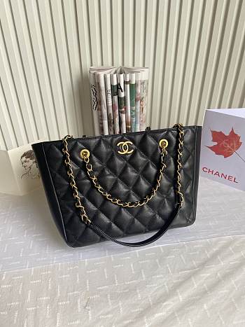 Chanel 2022 Shopping Tote Bag Black 30x12x22cm