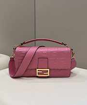 Fendi Baguette Rose Red Leather Bag 33x5.5x18cm - 1