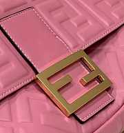 Fendi Baguette Rose Red Leather Bag 33x5.5x18cm - 3