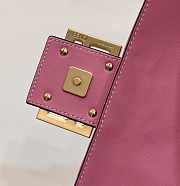 Fendi Baguette Rose Red Leather Bag 33x5.5x18cm - 2