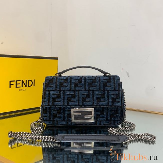 Fendi Baguette Chain Midi Dark Blue FF 24x7x14.5cm - 1