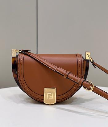 Fendi Brown Moonlight Leather Cross Body Bag 19x8x14cm