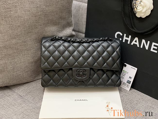 Chanel Flap Bag Black Lambskin Black Hardware 25cm - 1