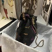 Chanel Bucket Bag with Chain Printed Denim Black 23×20×9.5cm - 4