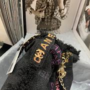 Chanel Bucket Bag with Chain Printed Denim Black 23×20×9.5cm - 5