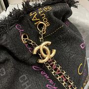 Chanel Bucket Bag with Chain Printed Denim Black 23×20×9.5cm - 3