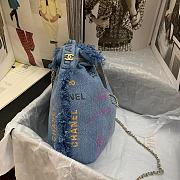 Chanel Bucket Bag with Chain Printed Denim Blue 23×20×9.5cm - 5