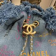 Chanel Bucket Bag with Chain Printed Denim Blue 23×20×9.5cm - 2