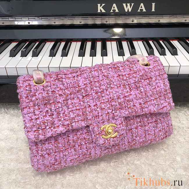 Chanel Flap Bag Classic Bag Tweed Pink 25.5 × 6.5 x 15.5cm - 1