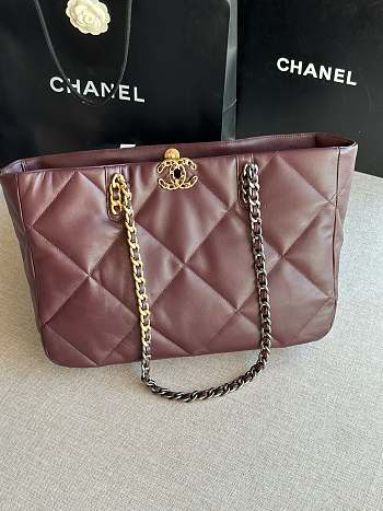 Chanel 19 Shopping Bag Dark Brown 41x24x10.5cm