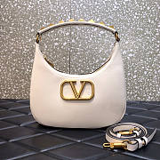 Valentino Stud Sign Calfskin Hobo White Bag 26x30x7cm - 1