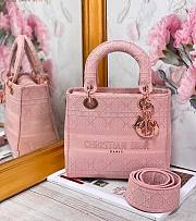 Dior Medium Lady D-Lite Handbag Pink Rose Gold M0565 Size 24x20x11 cm - 1