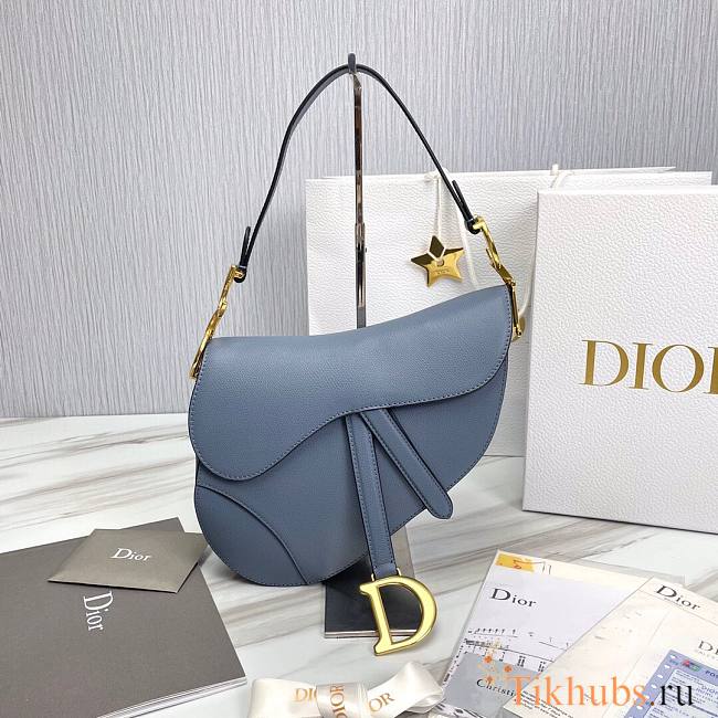 Dior Saddle Blue Gold 25.5x20x6.5cm - 1