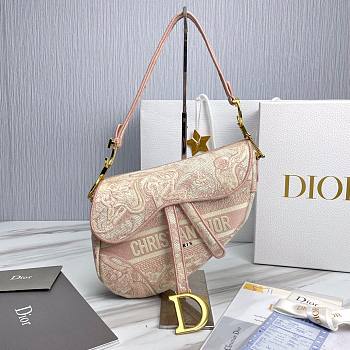 Dior Saddle Rose Des Vents Toile de Jouy 25.5x20x6.5cm