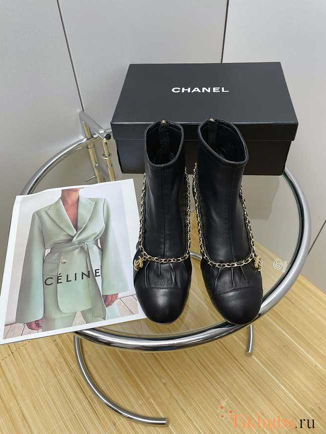 Chanel Women's Shoes Short Black Boots - 1