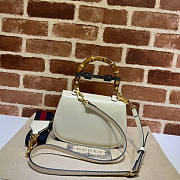 Gucci Small Top Handle Bag With Bamboo White 21x15x7cm - 3