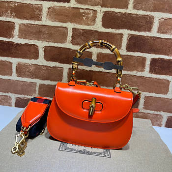 Gucci Top Handle Bag In Orange Leather 675797 Size 21 x 15 x 7 cm