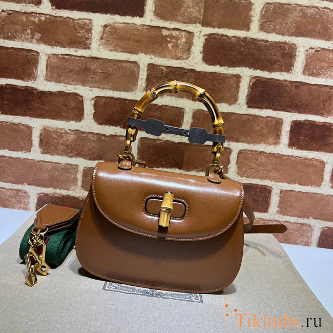 Gucci Small Top Handle Bag With Bamboo Brown 21 x 15 x 7 cm - 1