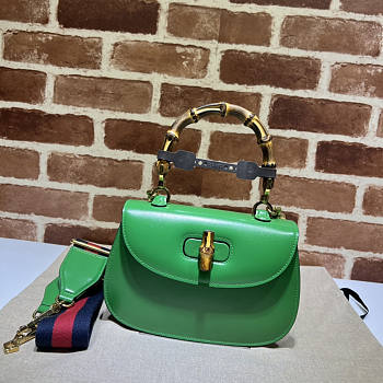 Gucci Small Top Handle Bag With Bamboo Green 21 x 15 x 7 cm