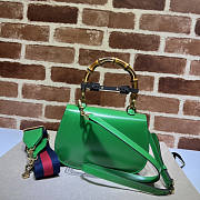 Gucci Small Top Handle Bag With Bamboo Green 21 x 15 x 7 cm - 3