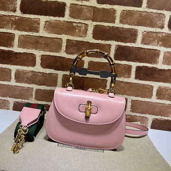 Gucci Small Top Handle Bag With Bamboo Pink 21 x 15 x 7 cm