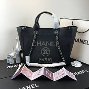 Chanel Shopping Deauville Silver Hardware Tote 39cm - 1