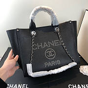 Chanel Shopping Deauville Silver Hardware Tote 39cm - 4