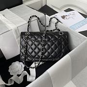 Chanel Classic Flap Bag Black Lambskin Silver Hardware 23cm - 6