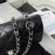 Chanel Classic Flap Bag Black Lambskin Silver Hardware 23cm - 5