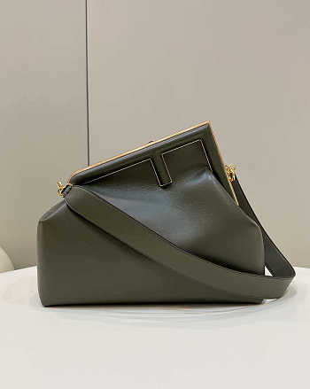 Fendi First Dark Green Leather Bag 32.5 x 23.5 x 15 cm