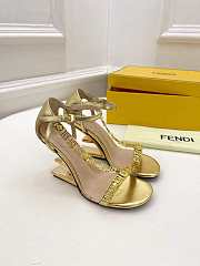 Fendi First Fendace Leather high-heeled Sandals Gold 9.5cm - 1