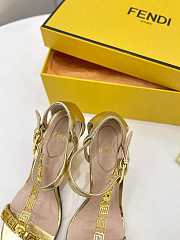 Fendi First Fendace Leather high-heeled Sandals Gold 9.5cm - 3