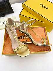 Fendi First Fendace Leather high-heeled Sandals Gold 9.5cm - 5