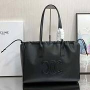 Celine Cabas Drawstring Cuir Triomphe Smooth Calfskin Black 44x28x18cm - 1