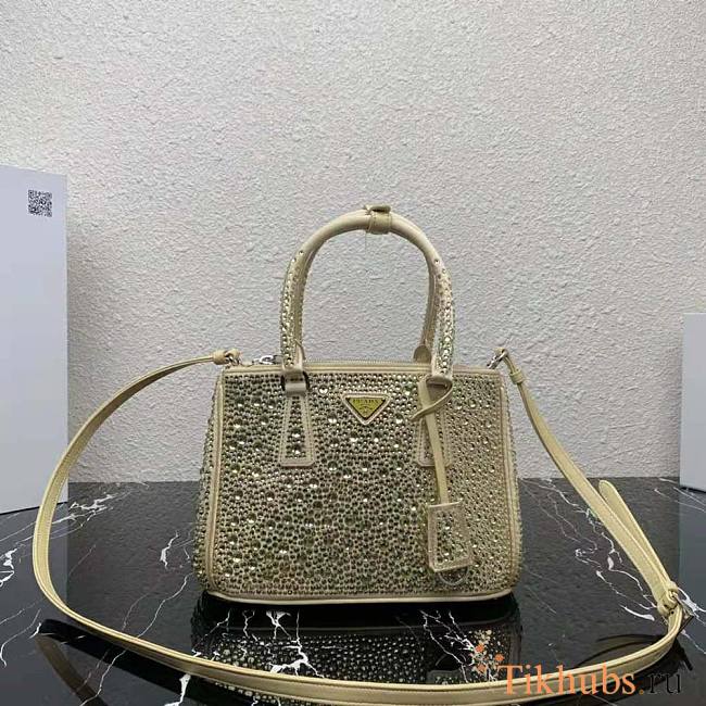 Prada Galleria Satin Mini-Bag With Crystals Gold 20x14.5x9.5cm - 1