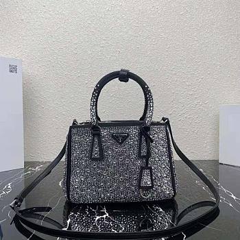 Prada Galleria Satin Mini-Bag With Crystals Black 20x14.5x9.5cm