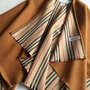 Burberry Lcon Stripe Detail Wool Cape Brown 130x130cm - 2