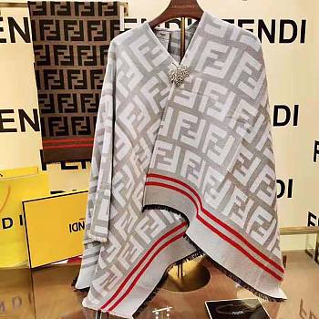 Fendi FF Poncho Multicolor Wool and Silk Poncho White 140x140cm