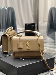 YSL Sunset Top Handle In Smooth Leather Beige 25x18x5cm - 1