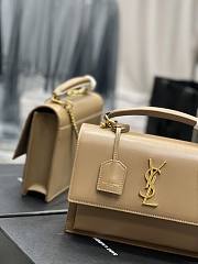 YSL Sunset Top Handle In Smooth Leather Beige 25x18x5cm - 6