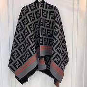 Fendi FF Poncho Multicolor Wool and Silk In Black 140x140cm - 1
