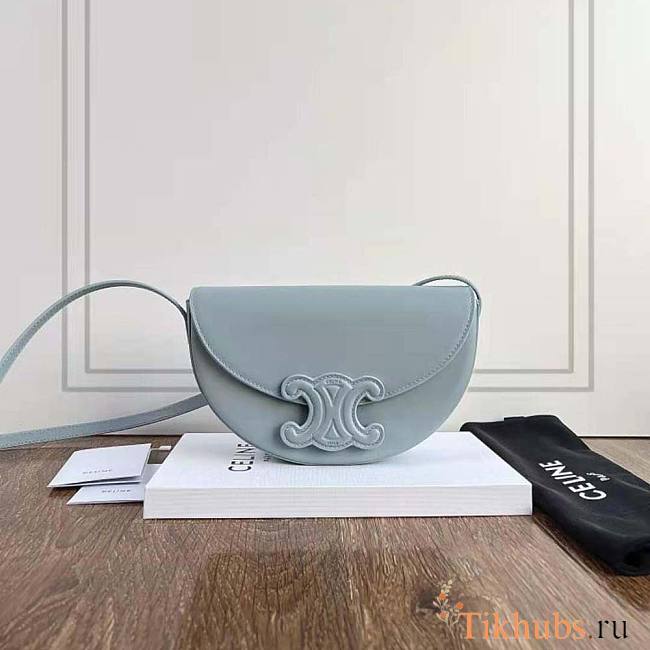 Celine Besace Cuir Triomphe in Smooth Calfskin Blue 23x13.5x6cm - 1